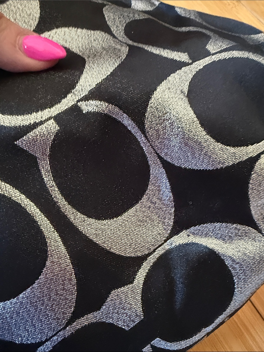 Coach Metallic Black and Silver Signature Shoulder Bag - Picture 7 of 7